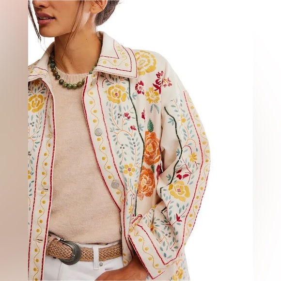 $498! Sold Out! FREE PEOPLE  Avery Embellished Jacket Pearled Ivory Small NEW - Picture 8 of 9